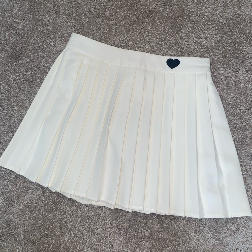 Shein mini school girl skirt with black heart